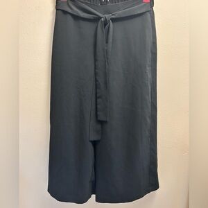 Black Wide-Leg Pants with Tie Waist